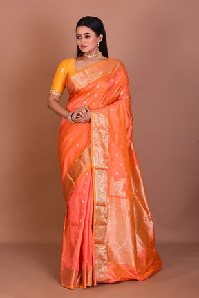 Peach Pure Katan Silk Saree - Keya Seth Exclusive