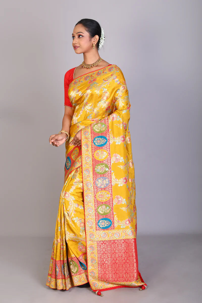 Mustard Art Silk Saree - Keya Seth Exclusive