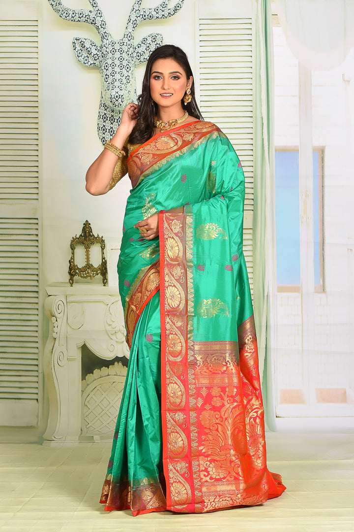 Myrtle Green Pure Kanjivaram Silk Saree - Keya Seth Exclusive