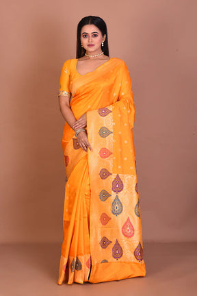 Yellow Pure Katan Silk Saree - Keya Seth Exclusive