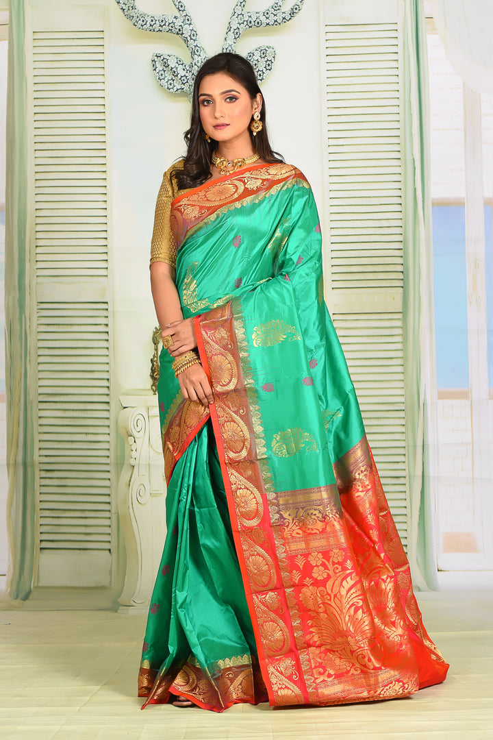 Myrtle Green Pure Kanjivaram Silk Saree - Keya Seth Exclusive