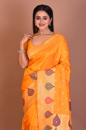 Yellow Pure Katan Silk Saree - Keya Seth Exclusive