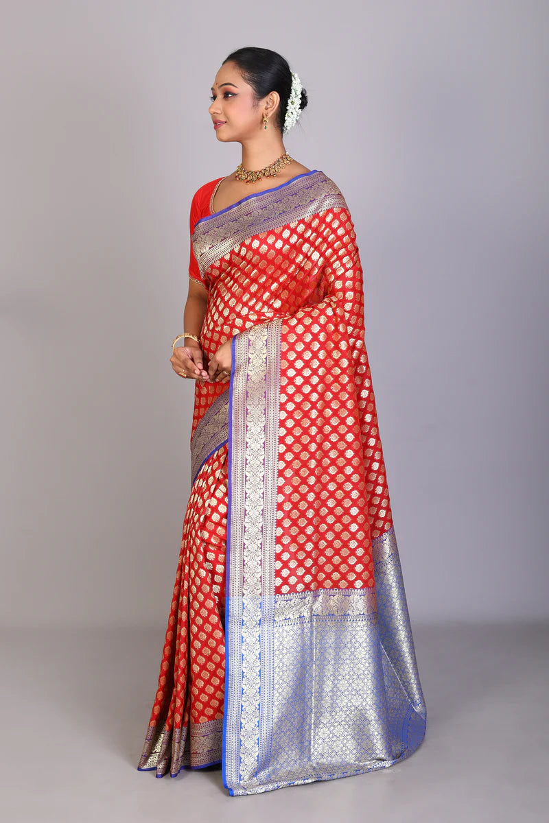 Red Blended Uppada Silk Saree - Keya Seth Exclusive