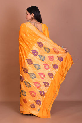 Yellow Pure Katan Silk Saree - Keya Seth Exclusive