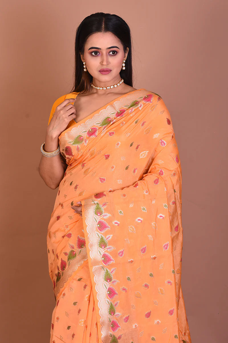 Light Yellow Art Silk Saree - Keya Seth Exclusive