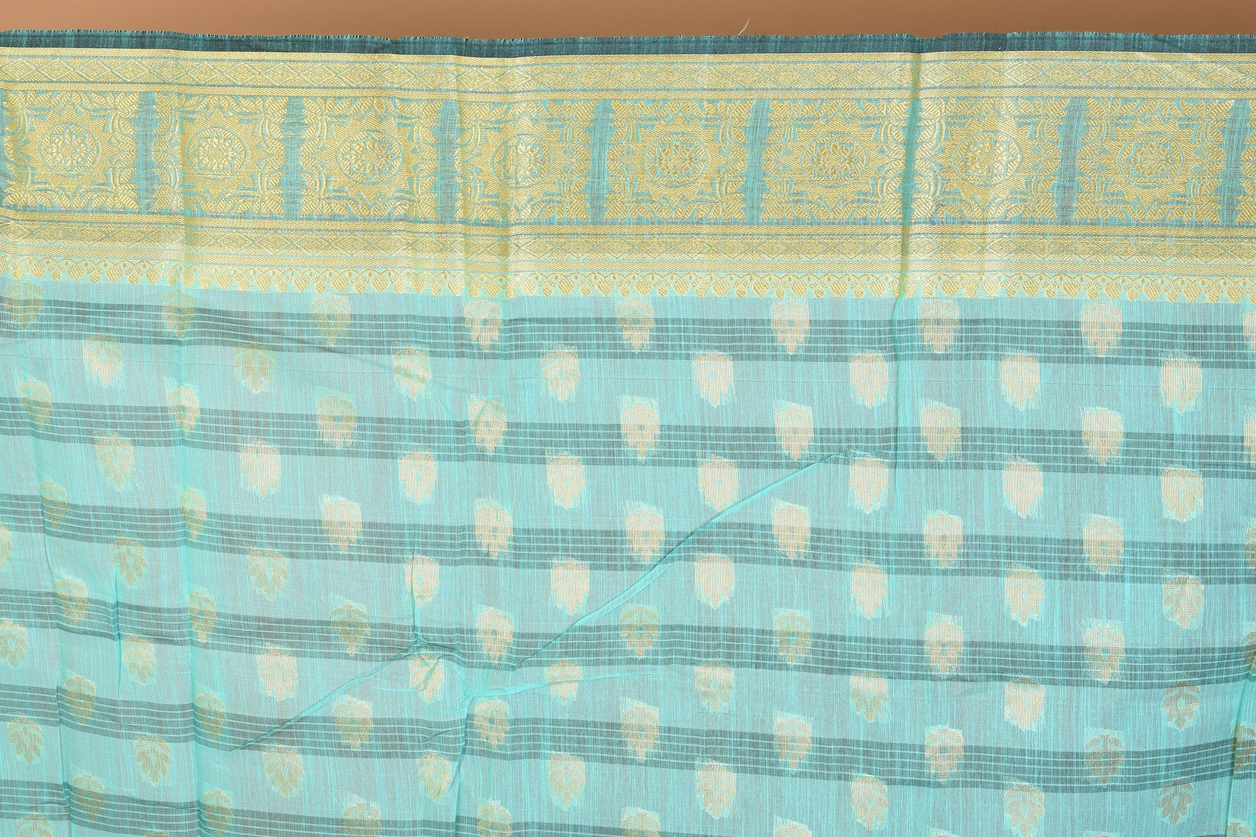 Light Blue Checked Blended Silk Saree with Blouse Piece - Keya Seth Exclusive