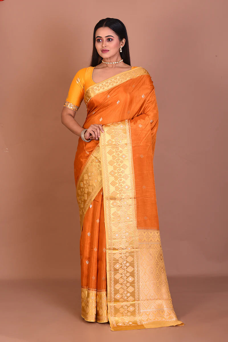 Rust Art Silk Saree - Keya Seth Exclusive