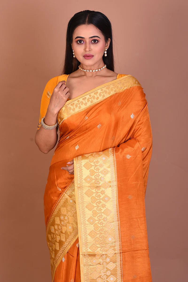 Rust Art Silk Saree - Keya Seth Exclusive