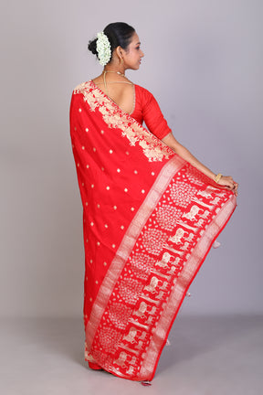 Red Blended Satin Silk Saree - Keya Seth Exclusive