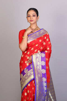 Red Blended Uppada Saree - Keya Seth Exclusive