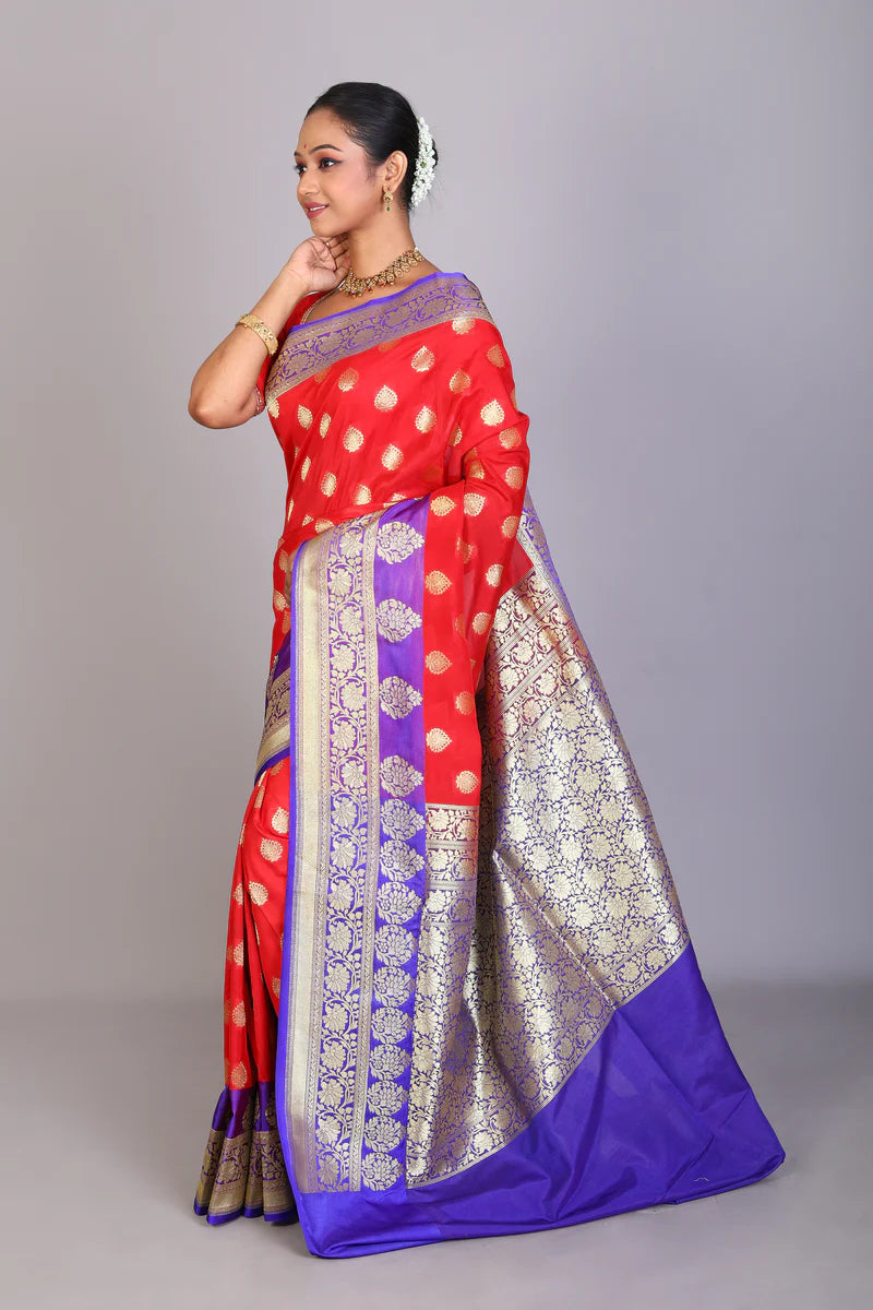 Red Blended Uppada Saree - Keya Seth Exclusive