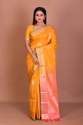 Yellow Blended Handloom Saree - Keya Seth Exclusive