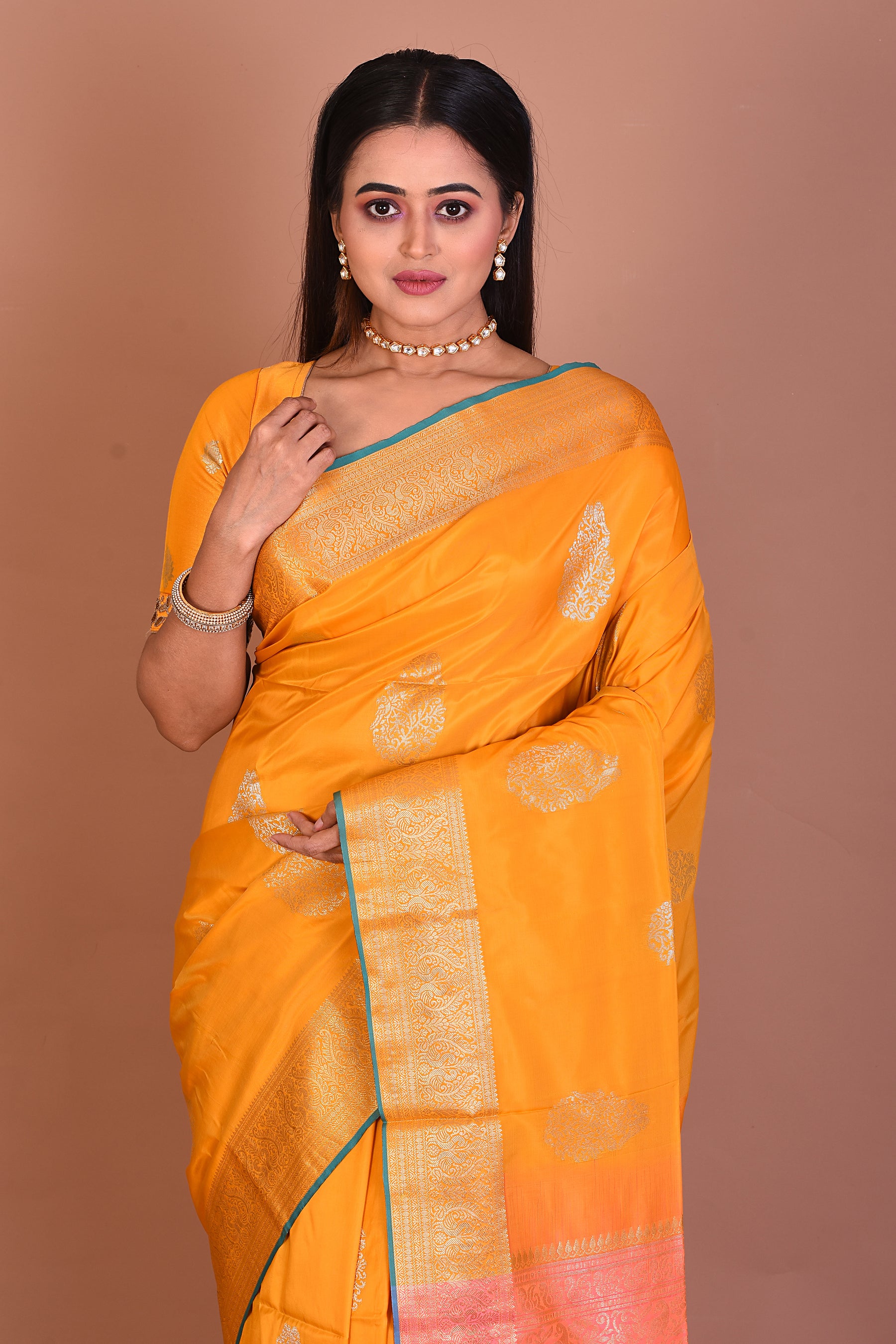 Yellow Blended Handloom Saree - Keya Seth Exclusive