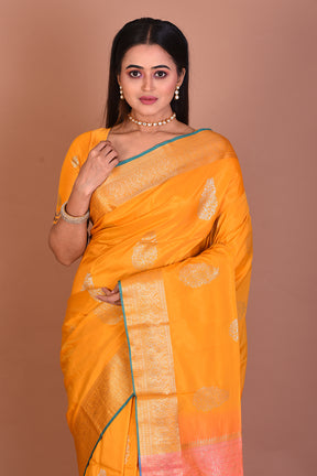 Yellow Blended Handloom Saree - Keya Seth Exclusive