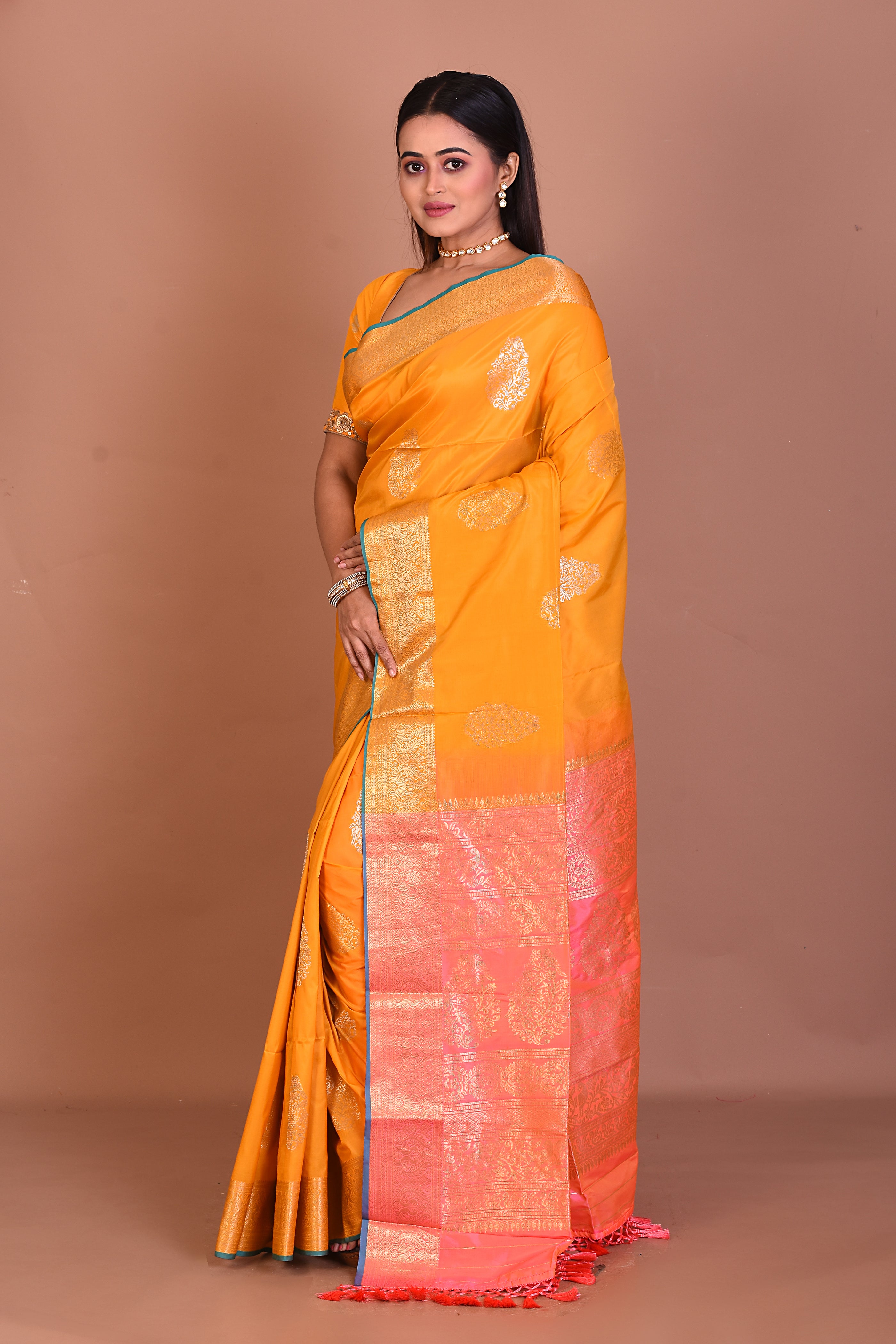 Yellow Blended Handloom Saree - Keya Seth Exclusive