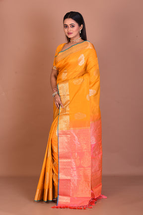 Yellow Blended Handloom Saree - Keya Seth Exclusive