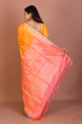 Yellow Blended Handloom Saree - Keya Seth Exclusive