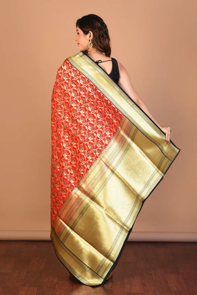 Red and Black Blended Uppada Silk Saree with Blouse Piece - Keya Seth Exclusive