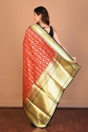 Red and Black Blended Uppada Silk Saree with Blouse Piece - Keya Seth Exclusive