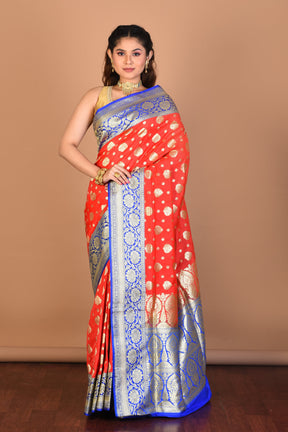 Red Blended Uppada Silk Saree with Blouse Piece - Keya Seth Exclusive