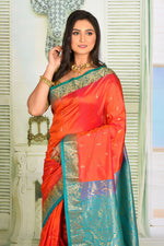 Load image into Gallery viewer, Dual Tone Orange Pure Kanjivaram Silk Saree - Keya Seth Exclusive