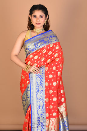 Red Blended Uppada Silk Saree with Blouse Piece - Keya Seth Exclusive