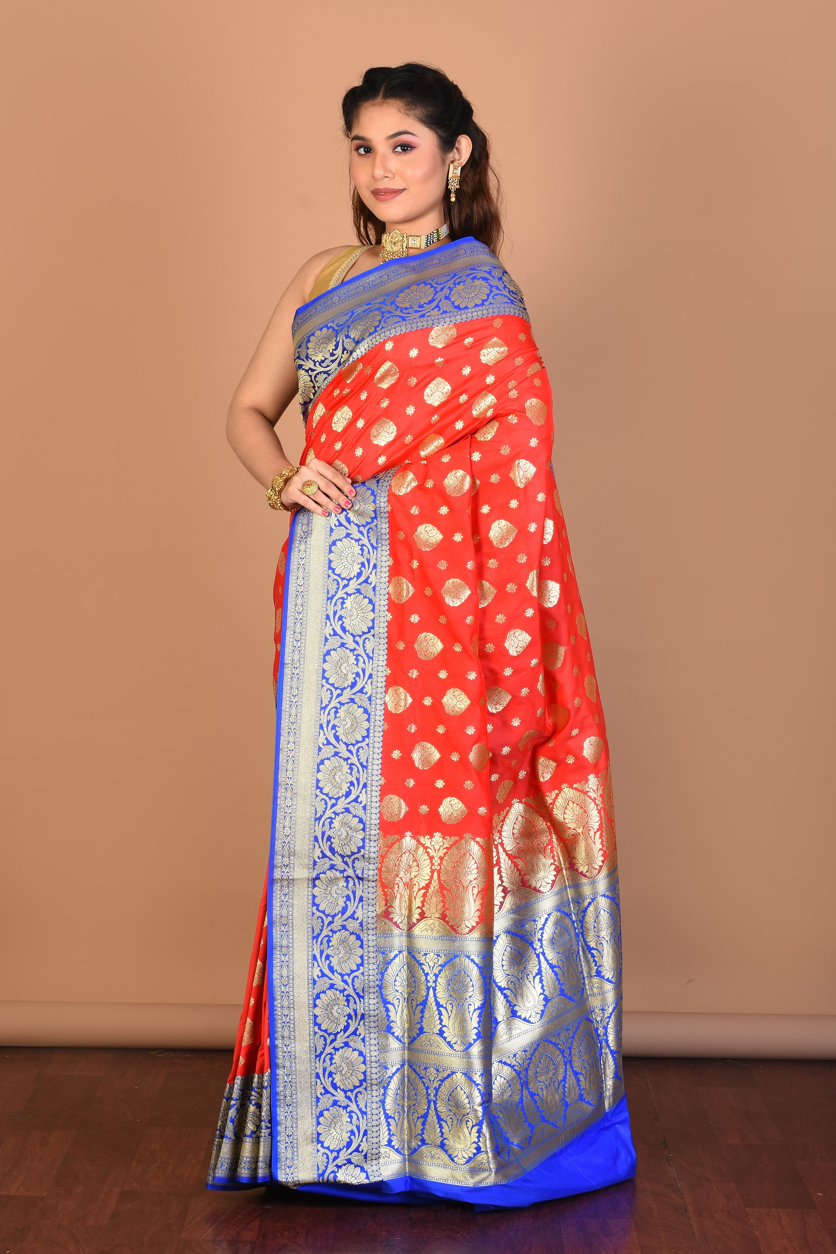 Red Blended Uppada Silk Saree with Blouse Piece - Keya Seth Exclusive