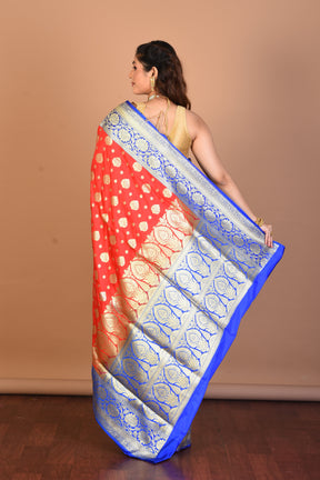 Red Blended Uppada Silk Saree with Blouse Piece - Keya Seth Exclusive