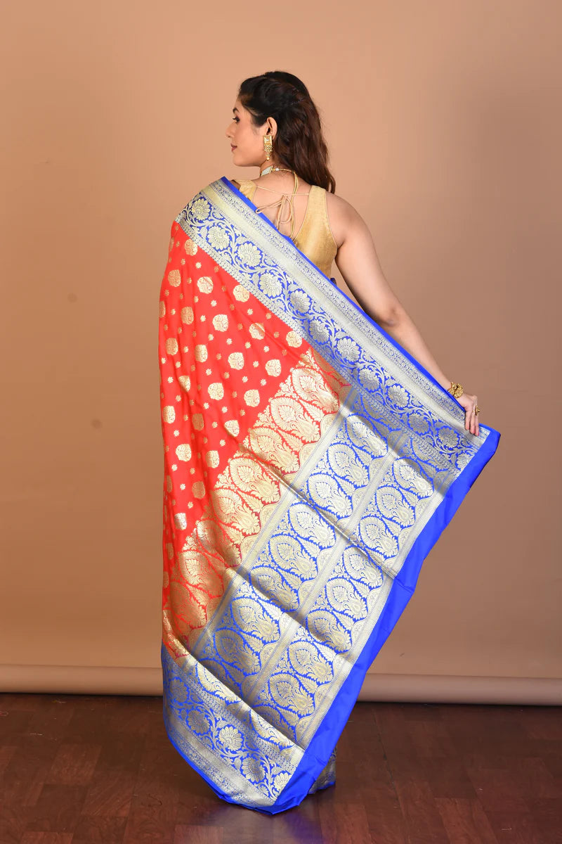 Red Blended Uppada Silk Saree with Blouse Piece - Keya Seth Exclusive