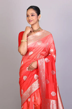 Peach Semi Katan Saree - Keya Seth Exclusive