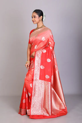 Peach Semi Katan Saree - Keya Seth Exclusive
