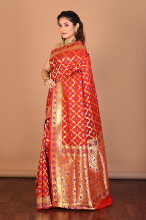 Red Blended Uppada Silk Saree with Blouse Piece - Keya Seth Exclusive