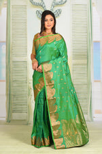 Load image into Gallery viewer, Green Pure Kanjivaram Silk Saree - Keya Seth Exclusive