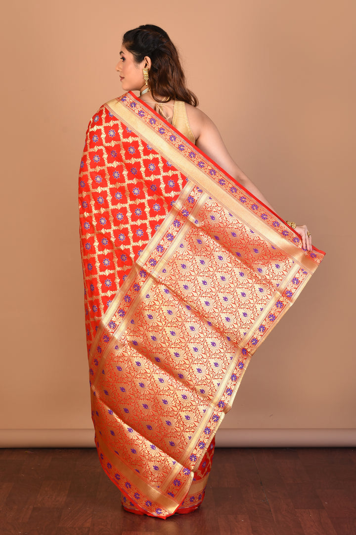 Red Blended Uppada Silk Saree with Blouse Piece - Keya Seth Exclusive