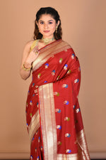 Load image into Gallery viewer, Maroon Blended Uppada Silk Saree with Blouse Piece - Keya Seth Exclusive
