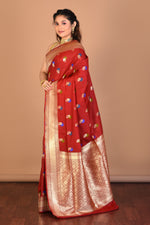 Load image into Gallery viewer, Maroon Blended Uppada Silk Saree with Blouse Piece - Keya Seth Exclusive
