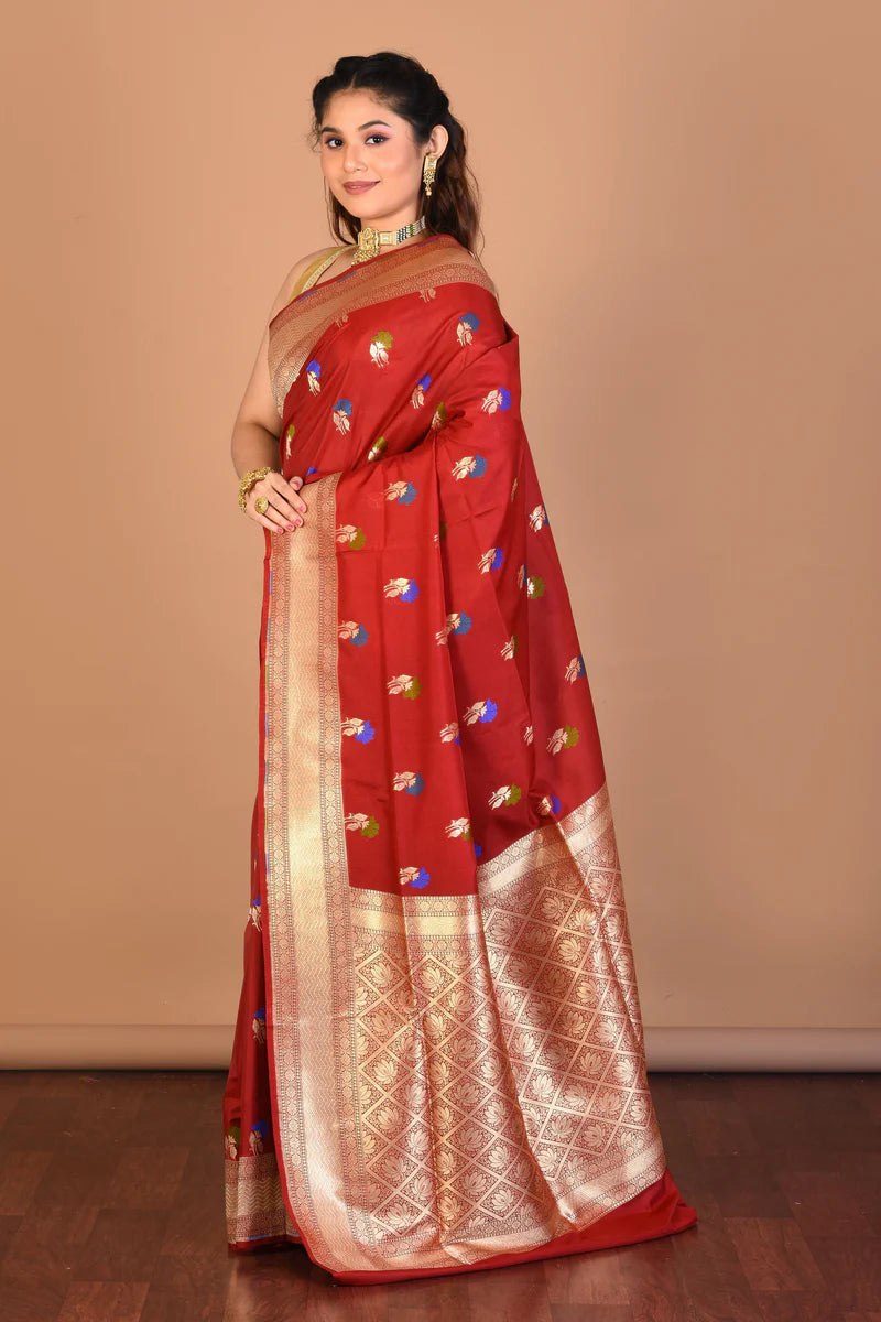 Maroon Blended Uppada Silk Saree with Blouse Piece - Keya Seth Exclusive