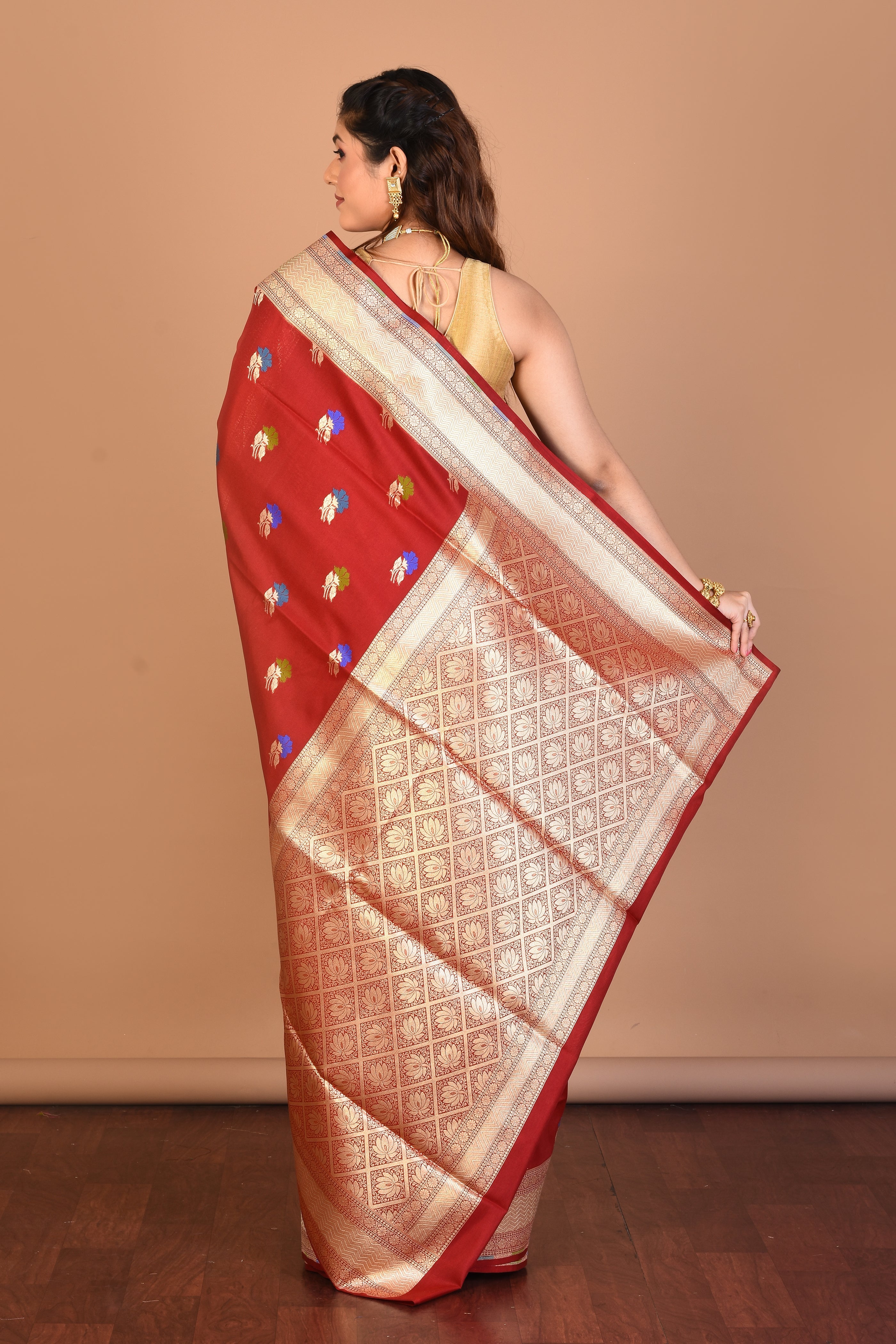 Maroon Blended Uppada Silk Saree with Blouse Piece - Keya Seth Exclusive