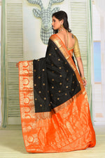Load image into Gallery viewer, Black Pure Kanjivaram Silk Saree - Keya Seth Exclusive