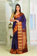 Load image into Gallery viewer, Royal Blue Pure Gadwal Saree - Keya Seth Exclusive
