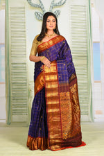 Load image into Gallery viewer, Royal Blue Pure Gadwal Saree - Keya Seth Exclusive