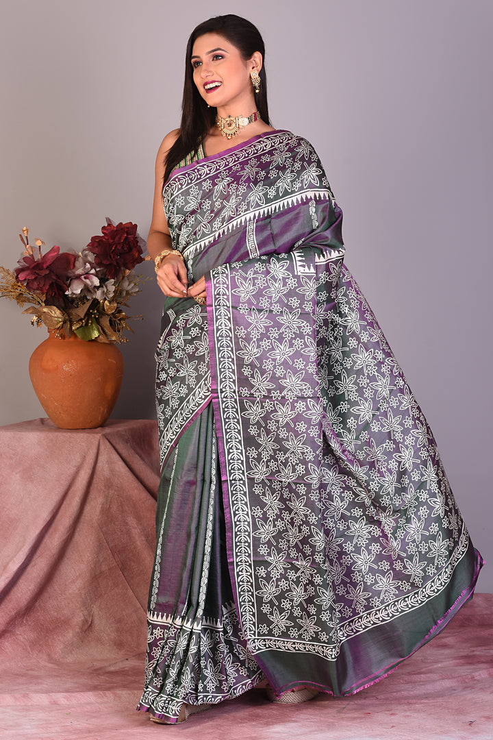 Grey Murshidabad Silk Saree - Keya Seth Exclusive