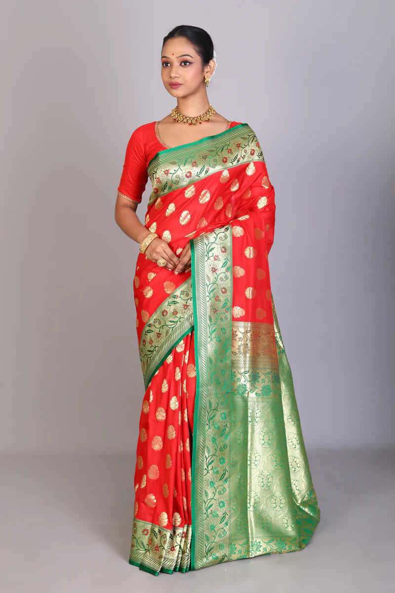 Red Blended Banarasi Saree - Keya Seth Exclusive