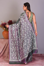 Load image into Gallery viewer, Grey Murshidabad Silk Saree - Keya Seth Exclusive
