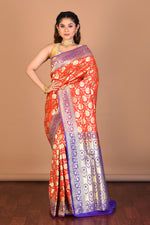 Load image into Gallery viewer, Red Blended Uppada Silk Saree with Blouse Piece - Keya Seth Exclusive
