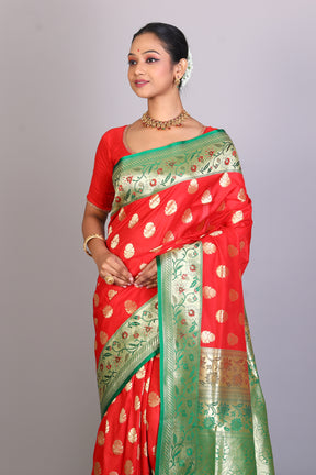 Red Blended Banarasi Saree - Keya Seth Exclusive