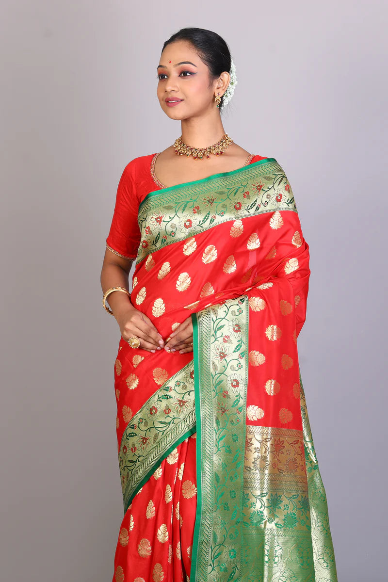 Red Blended Banarasi Saree - Keya Seth Exclusive