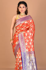 Load image into Gallery viewer, Red Blended Uppada Silk Saree with Blouse Piece - Keya Seth Exclusive
