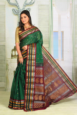 Load image into Gallery viewer, Deep Green Pure Gadwal Saree - Keya Seth Exclusive