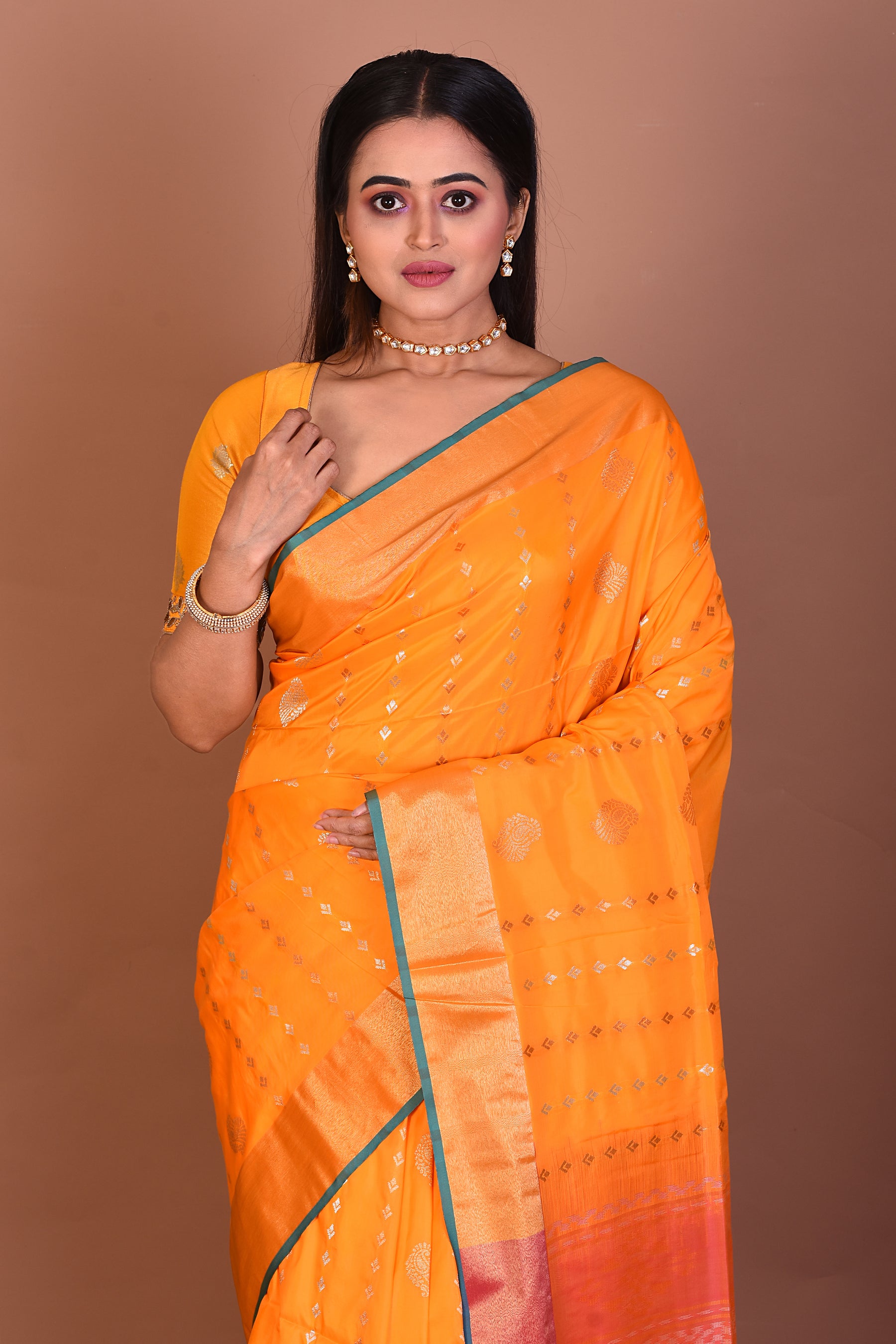 Yellow Blended Bangalore Silk Saree - Keya Seth Exclusive